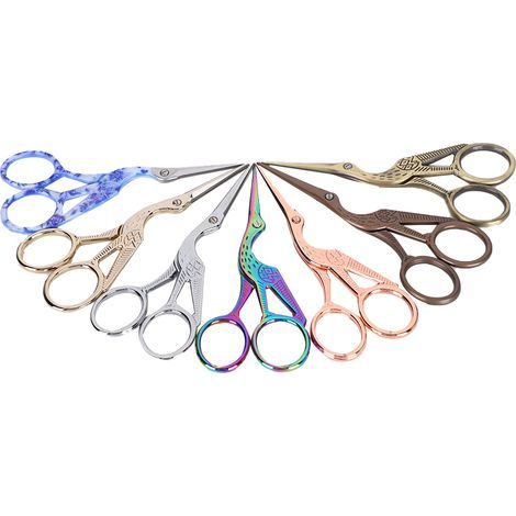 Ciseaux en forme de grue (lot de 7), style rétro, pour broderie, couture, fil à coudre, thé, 11,4 cm (4,5 pouces). (1/5)