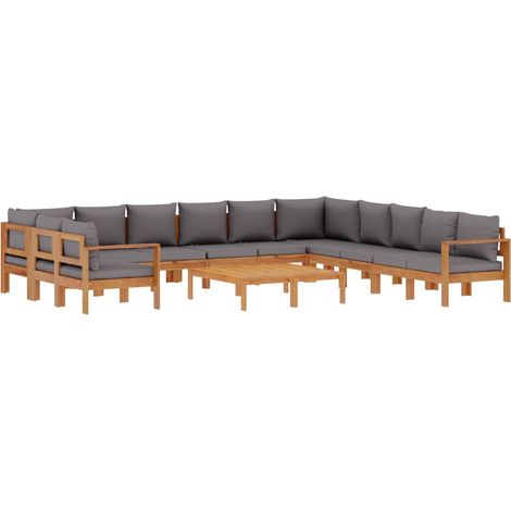 vidaXL Set Divano Giardino 9 pz con Cuscini Legno Massello di Acacia (1/5)