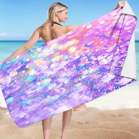 Serviette Plage Microfibre - 75 x 150 cm - Rapide Séchage - Anti-sable - Pour Plage Piscine Yoga Voyage - 1 Pièce (1/4)