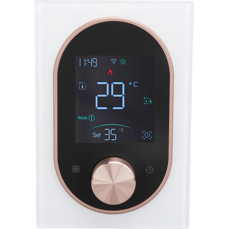 Termostato inteligente programable con pantalla táctil LCD para calentamiento de agua – Pantalla a color, aplicación móvil, 95–240 V, blanco