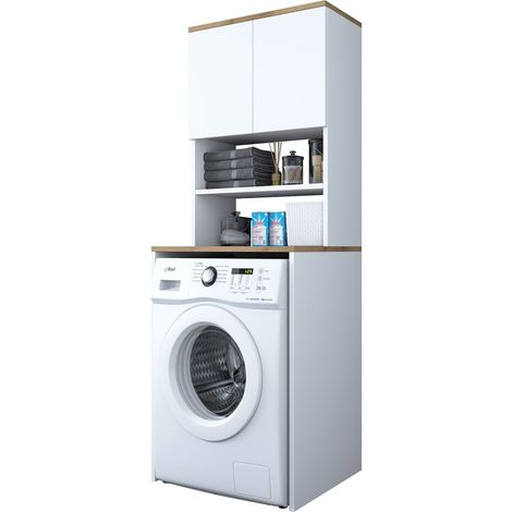 Meuble pour machine à laver en bois "Kado" - 65 x 60 x 183 cm - Blanc