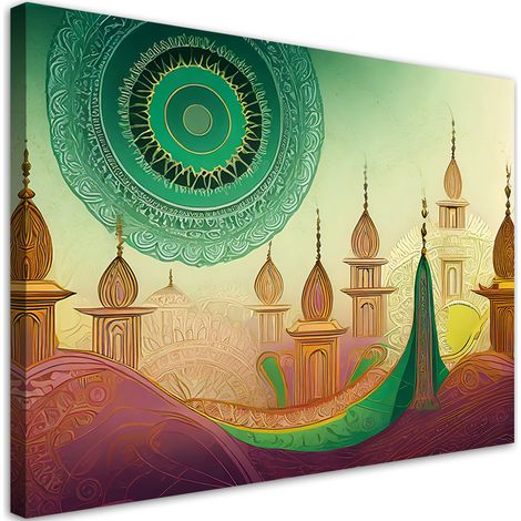 Tableau déco Mandala Ville islamique 90x60 (1/5)