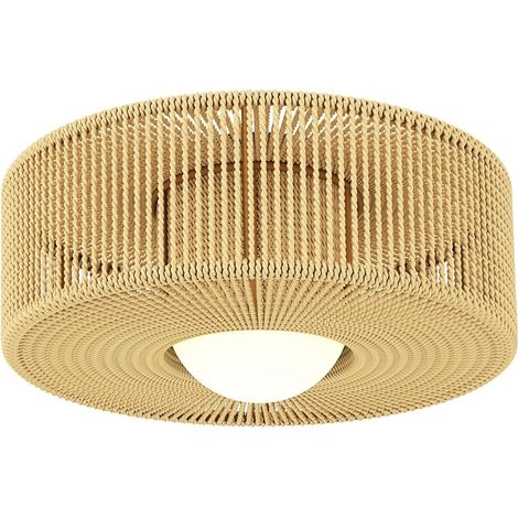 Lámpara de techo boho con casquillo G9, pantalla de cuerda de yute redonda, 30 x 16 cm (1/5)