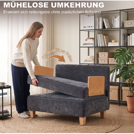 Butaca convertible 2-en-1 94x63x89 cm en polyester gris oscuro, cama auxiliar para pequeño salón (1/5)