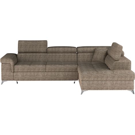 Canapé d'angle convertible PALAZZO 4 places beige – angle droit avec 1 coussin (1/5)