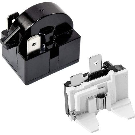 1PC Relais de démarrage à 2 broches 15 Ohm, relais de démarrage de réfrigérateur à 1 broche et protection contre les surcharges de réfrigérateur 1/6 HP 125 W compatible avec le compresseur (1/5)