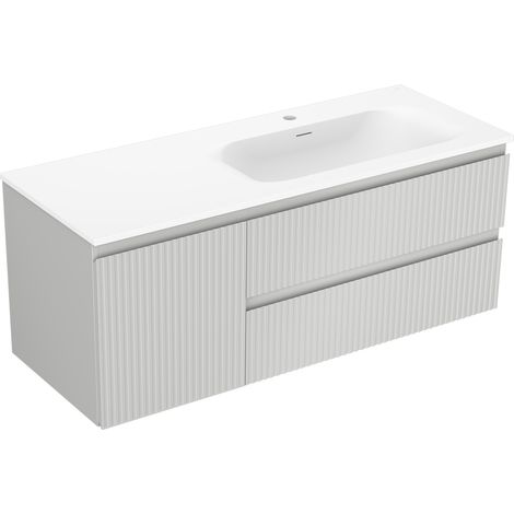 Mexen Rivel armadietto da bagno 120 cm con lavabo Vela destro, 2S, 1D, scanalato, grigio/bianco opaco - 91A23-12047-3-BBFFF62-W (1/5)