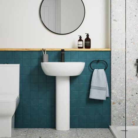 Signature Zen Basin and Full Pedestal 550mm Wide - 1 Tap Hole (1/5)