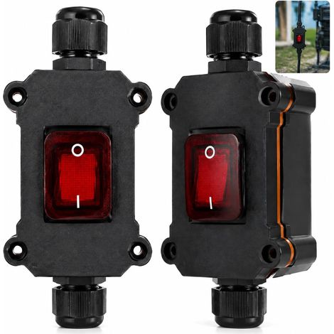 2-teiliger IP20-Zugschalter, Ein/Aus mit roter LED-Anzeige, 220-V-DPST-Wippschalter für Außenanwendungen, Heimwerkerprojekte und elektrische Geräte (1/5)