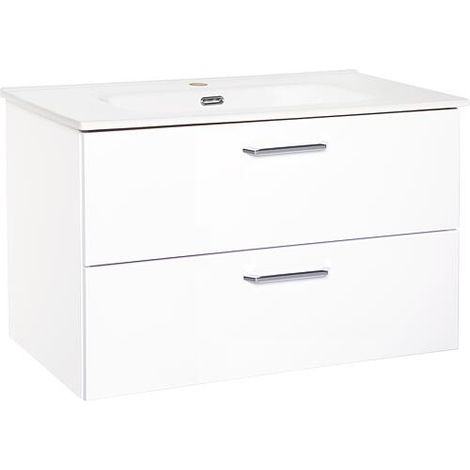 Meuble sous-vasque + Céramique NOA, blanc brillant, 2 tiroirs, 815x515x470mm (1/5)