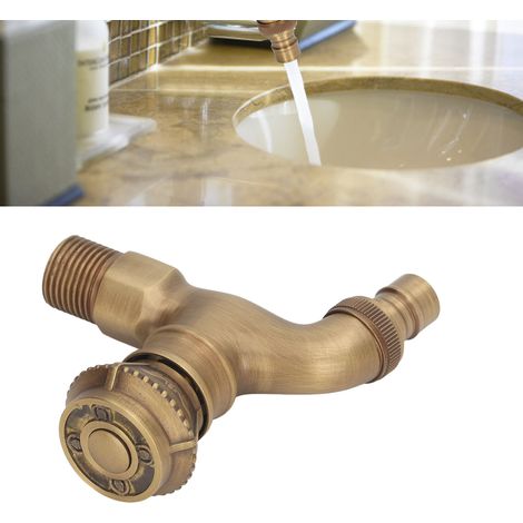 Robinet mitigeur eau chaude/eau froide tout cuivre de style rétro, robinet à poignée unique de style ancien européen pour lavabos (1/5)