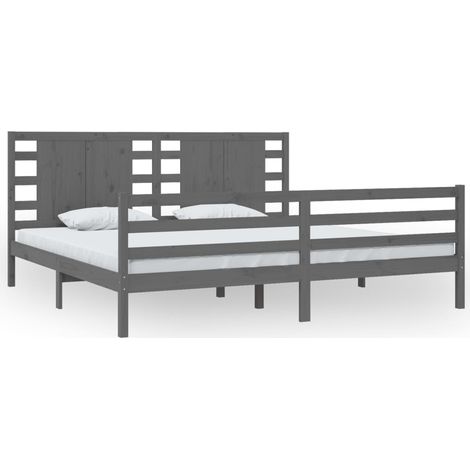Maison Exclusive - Massivholzbett Grau Kiefer 200x200 cm
