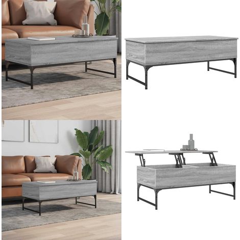 Table basse sonoma gris 100x50x40 cm bois d'ingénierie et métal - Table Basse - Meuble Salon - Table D'appoint - Table Design - Table Ronde - Home & Living (1/5)