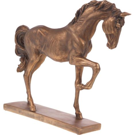 Amadeus - Cheval sur socle en résine dorée patinée 55 cm (1/2)