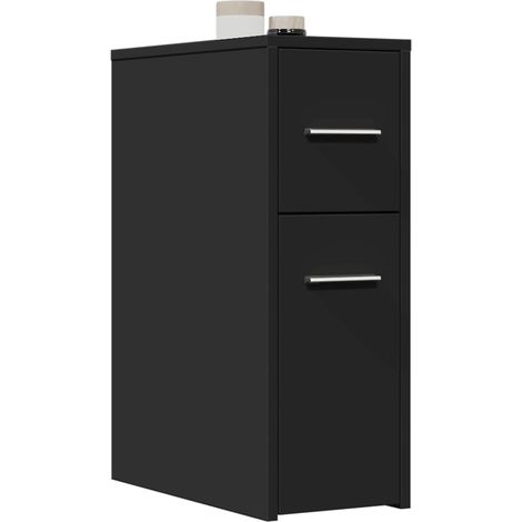 Armoire de salle de bain étroite avec roulettes noir (1/5)