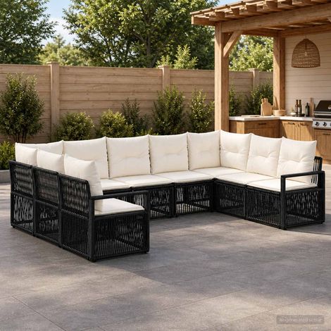Set Divano da Giardino 9 pcs Nero polyrattan vidaXL (1/5)