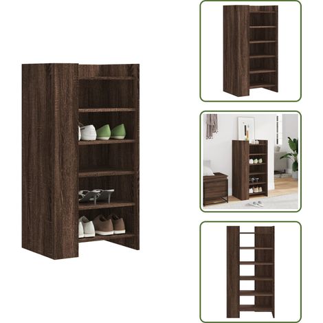 The Living Store Armoire à chaussures chêne marron 52x37,5x100 cm - Armoire À Chaussures - Meuble Chaussure - Rangement Chaussures - Étagère Chaussures - Rangement Intérieur