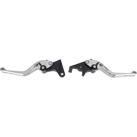 Coppia di leve freno e frizione per moto in lega di alluminio lavorate a CNC con manubrio ergonomico ad angolo regolabile per CB350 Hness GB350 argento (1/5)