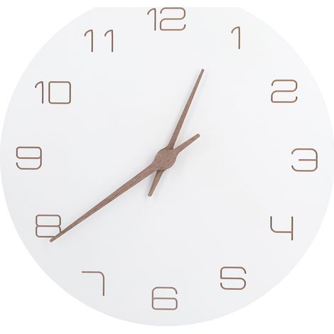 Moderne, geräuschlose Wanduhr aus Holz mit runden arabischen Ziffern fürs Schlafzimmer (1/5)
