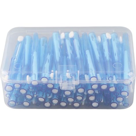 Brosse Interdentaire pour Soins Orthodontiques, 60 Pièces avec Manche PP, Nylon Médical, Bleu, pour Adultes et Enfants, 64mm (avec Tête) - Lot de 60