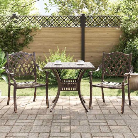 Conjunto de mesa de jardín 3 pcs Bronce Aluminio fundido (1/5)
