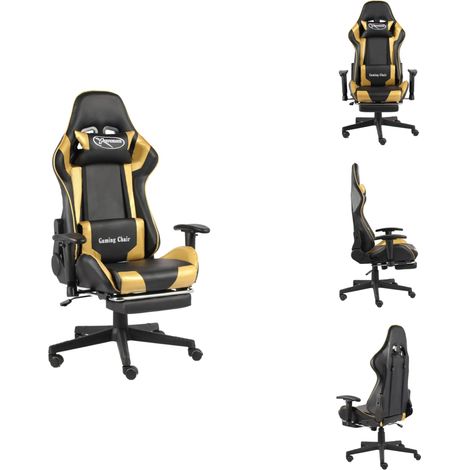 Gaming-Stuhl mit Fußstütze Drehbar Golden PVC - Gaming Stuhl - Gamer Chair - PC Stuhl - Schreibtischstuhl - Ergonomischer Stuhl (1/5)