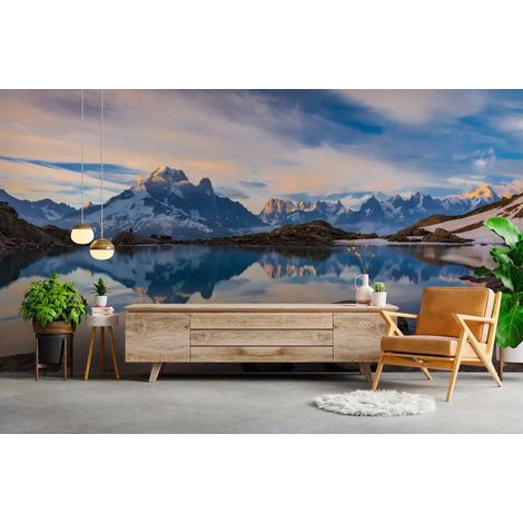 Papier Peint Montagne - Cimes Réfléchies - 150 x 250 cm (1/2)