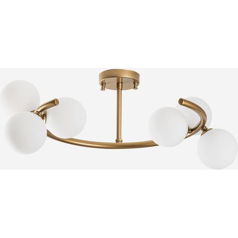 Plafonnier moderne en métal et verre 6 lumières Luminar