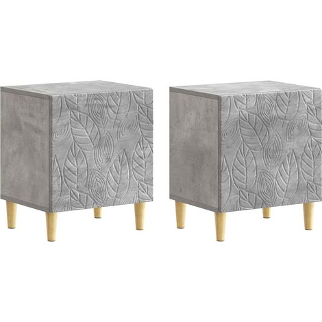 Set di 2 Comodino  Armadio da Notte  Mobiletto da notte Grigio Cemento 43 x 34,5 x 50 cm (1/5)