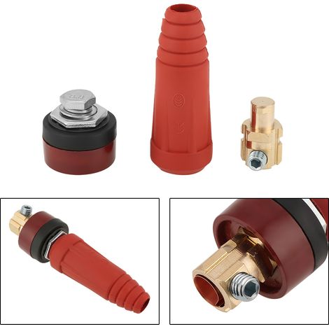 pièce/ensemble DKJ35-50 Connecteur de câble à fixation rapide rouge avec prise pour machine à souder (1/5)