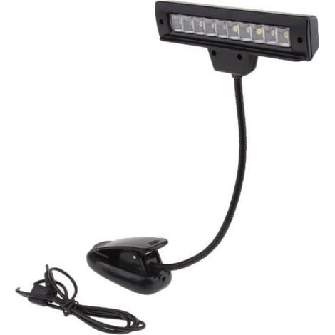 Lampe-livre Rechargeable Avec 10 DEL Pour Les Yeux, Lampe De Lecture à Pince Pour Tête De Lit, Lampe Pour Pupitre, Câble USB