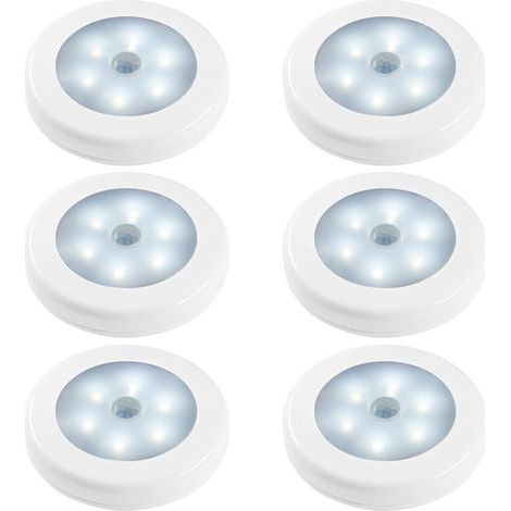 Lampes de Nuit Détecteur de Mouvement, Lot de 6 Action Activée Capteur de Luminosité LED Lumières dans Obscurité pour Chambre à Coucher Toilette Cuisine Couloir Placard Armoire Escalier [Classe énergé (1/5)