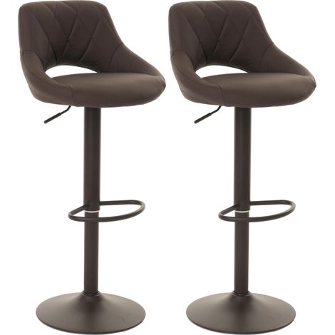 [NEUWERTIG] 2er-Set Barhocker HHG-920, Barstuhl Tresenhocker, Fußablage drehbar, Kunstleder Metall braun
