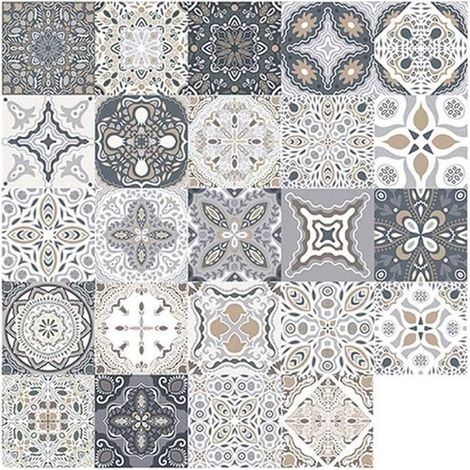 Autocollants de carrelage imperméables AMOUNE - 48pcs - gris - 15x15cm (1/4)