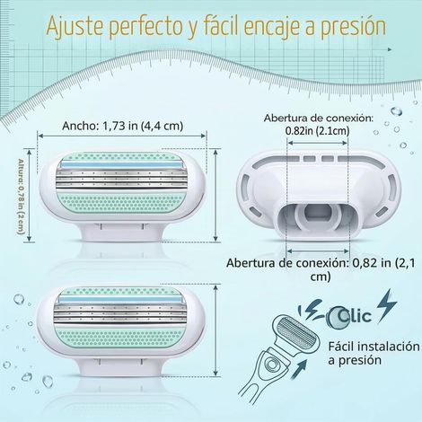 8 Lames de Rechange Compatibles avec Rasoir Femme Venus, Lames à 3 Lames avec Bande Lubrifiante, Recharges pour Rasoir Féminin (1/4)
