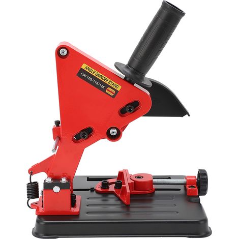 Support universel fixe pour meuleuse 100-125 mm, en fonte, réglable 45°, protection, serrage 80 mm, profondeur 30 mm, rouge noir (1/5)