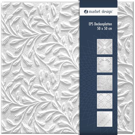 Marbet Design dalles plafond polystyrène EPS blanc 30 décors différents 50x50cm paquet économique: Wiosna, 2 m² / 8 panneaux