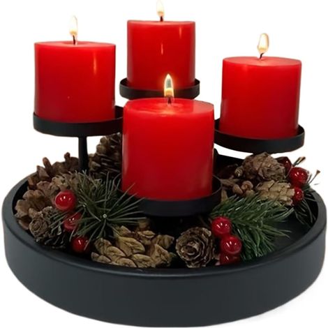 Support pour Bougies de Noël Métal Moderne 4 Emplacements Chandeliers en Fer Pièce Maîtresse de Noël Pour la Décoration de la Maison les Fêtes les Anniversaires le Bureau la Table à (1/5)
