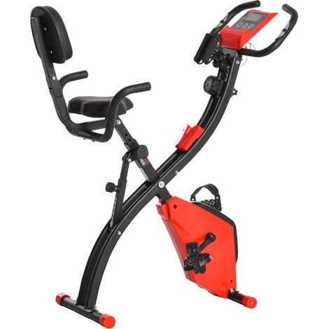 Cyclette Magnetica Pieghevole con Display LCD in Acciaio Rossa (1/5)