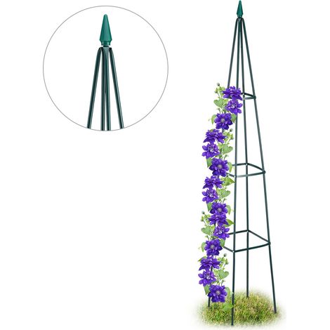 Relaxdays Tuteur Jardin, Pyramide haute 192 cm, Colonne Rosier, Arche Plante grimpante, Arceau , fer, vert foncé (1/5)