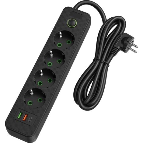 Toolight Power Strip Extension Cord 4 Outlets + 2x Usb-a + Usb-c Jnh021-4a Black (1/5)