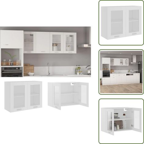 Armario colgante con estantes - vidaXL Vitrina colgante "Lyon" de, color blanco, 80 x 31 x 60 cm, madera de ingeniería -