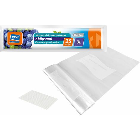 Sacchetti per congelatore con clip, 3 litri, 25 pezzi.