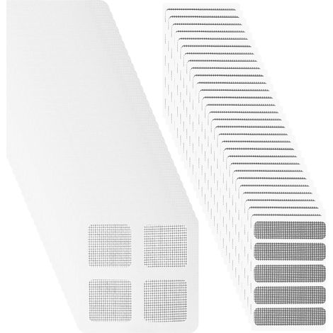 60 Pièces Autocollant Moustiquaire et Filtre de Vidange 10x10cm, Kit de Réparation Moustiquaire en Fibre de Verre Adhésif, Protection Anti-Insecte pour Fenêtre, Porte et Évacuation Douche (1/5)