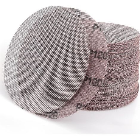 Disques Abrasifs 150mm Grain 120 – Lot de 60 Disques de Ponçage à Filet Anti-Poussière – Pour Ponceuses Orbitales Bois Métal Plastique – Parfait pour Menuisiers, Carrossiers et Bricoleurs (1/5)