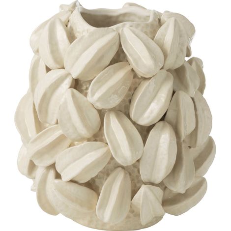 Vase fève de cacao en argile beige esprit botanique - Beige argile naturel satiné