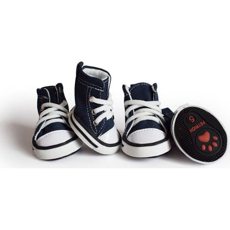 4 pièces Chien Bottes Classique décontracté Denim Toile Style Chaussures pour Animaux de Compagnie Styles de Sport Petit Chien Chaussures Ati-Slip Chaussures Chien Petit Animal Bottes (1/5)
