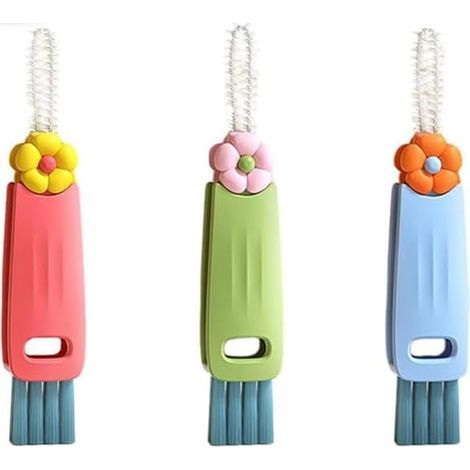 Lntyq Nouvelle Brosse Nettoyage Couvercle Tasse 3 en 1, Brosse de Nettoyage de Couvercle multifonctionnelle (Trois), Bleu + Vert + Rouge, Matériau PP, 12.82.4cm (1/5)