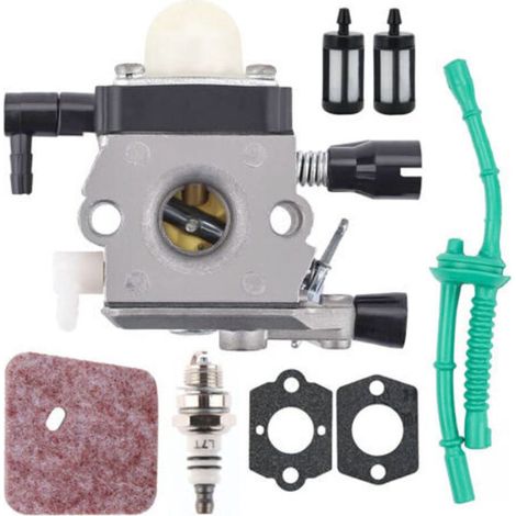 Vergaser-Reparatursatz für Stihl FS38, FS45, FS46, FS55, HS45, HK45, KM55, FC55 Freischneider, ADEFOL Vergaser mit Dichtungen + Zündkerze + Luftfilter + Filter-Ersatzteile Zubehör (1/4)