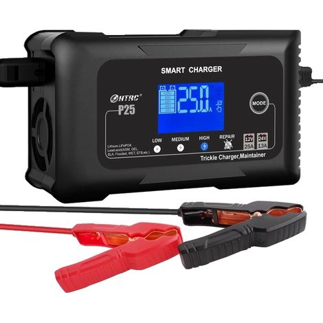 Autobatterieladegerät, intelligentes Ladesystem, Sicherheitsfunktionen, 25-A-Ladegerät, EU-Stecker (1/2)